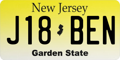 NJ license plate J18BEN