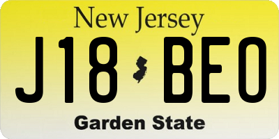 NJ license plate J18BEO