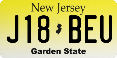 NJ license plate J18BEU