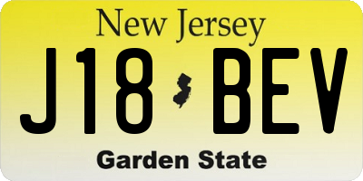 NJ license plate J18BEV