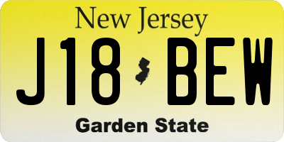 NJ license plate J18BEW