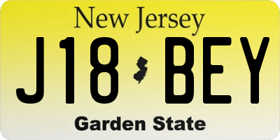 NJ license plate J18BEY