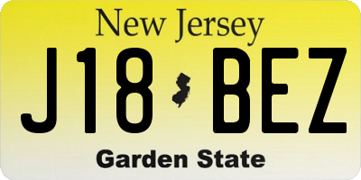 NJ license plate J18BEZ