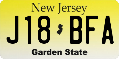 NJ license plate J18BFA