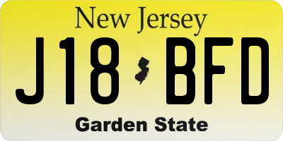 NJ license plate J18BFD