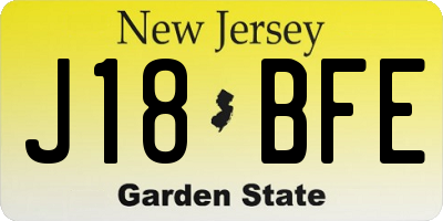 NJ license plate J18BFE