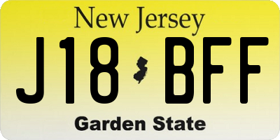 NJ license plate J18BFF