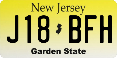 NJ license plate J18BFH