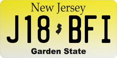 NJ license plate J18BFI