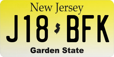 NJ license plate J18BFK