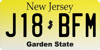 NJ license plate J18BFM