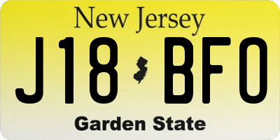 NJ license plate J18BFO