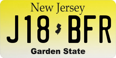 NJ license plate J18BFR