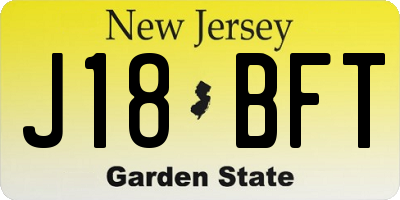 NJ license plate J18BFT