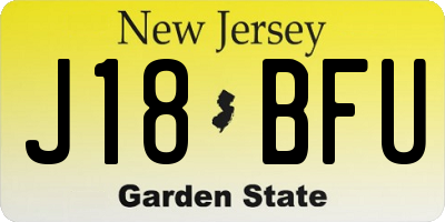 NJ license plate J18BFU