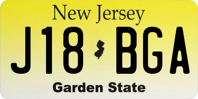NJ license plate J18BGA