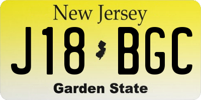 NJ license plate J18BGC