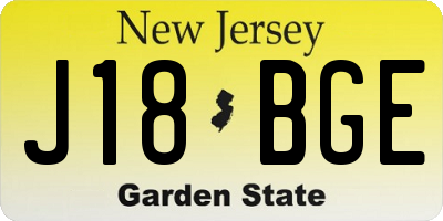 NJ license plate J18BGE
