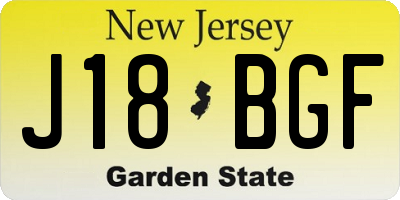 NJ license plate J18BGF