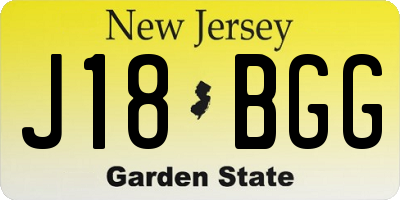 NJ license plate J18BGG