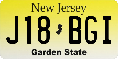 NJ license plate J18BGI