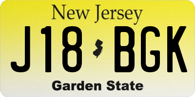 NJ license plate J18BGK