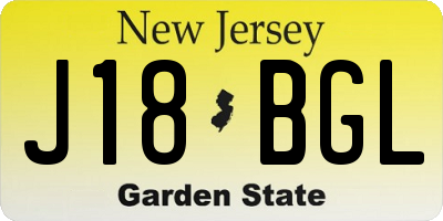 NJ license plate J18BGL