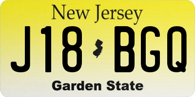 NJ license plate J18BGQ