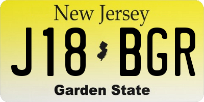 NJ license plate J18BGR