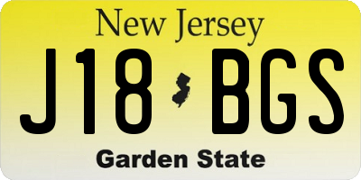 NJ license plate J18BGS