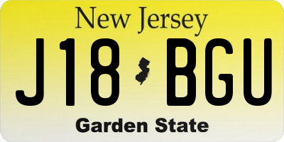 NJ license plate J18BGU