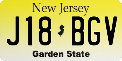 NJ license plate J18BGV