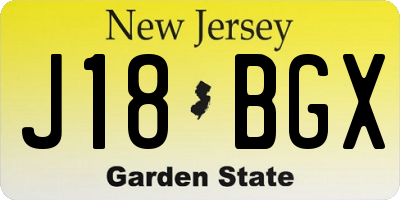 NJ license plate J18BGX