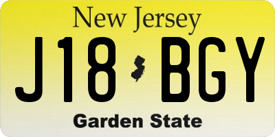NJ license plate J18BGY