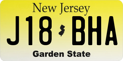 NJ license plate J18BHA
