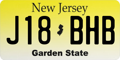NJ license plate J18BHB