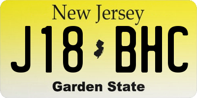 NJ license plate J18BHC