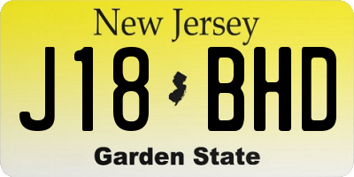NJ license plate J18BHD