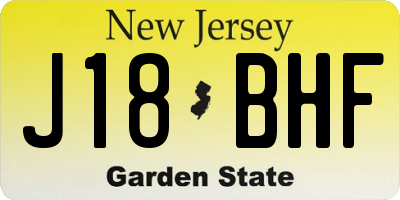 NJ license plate J18BHF