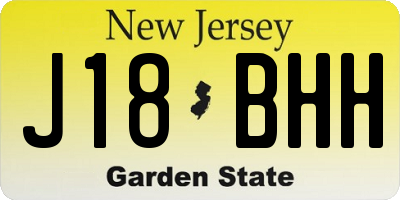 NJ license plate J18BHH