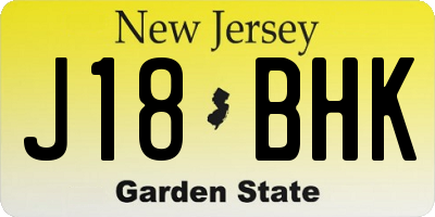 NJ license plate J18BHK