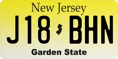 NJ license plate J18BHN