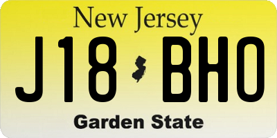 NJ license plate J18BHO