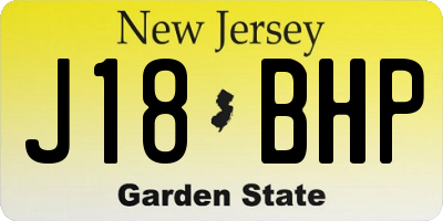 NJ license plate J18BHP