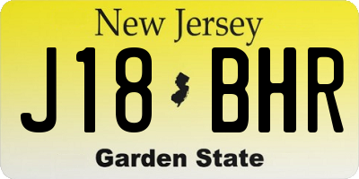 NJ license plate J18BHR
