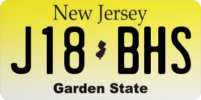 NJ license plate J18BHS