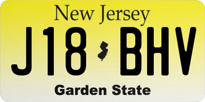 NJ license plate J18BHV