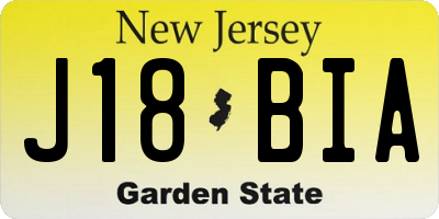 NJ license plate J18BIA