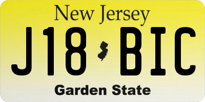 NJ license plate J18BIC