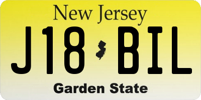 NJ license plate J18BIL